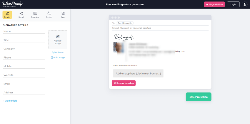 WiseStamp - a powerful email signature builder